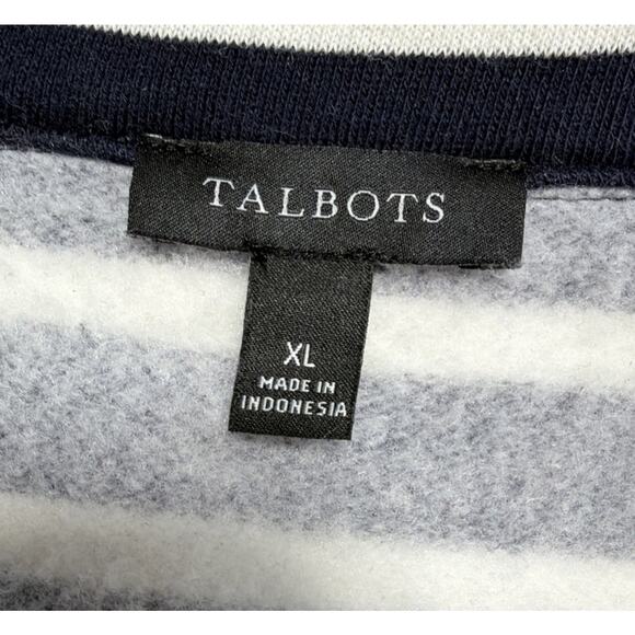 Talbots French Terry Johnny Collar Fleece Pull Over XL Minimalist Preppy Casual - Picture 3 of 6